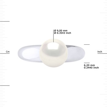Bague Stella Jonc Perles d'Eau Douce 9-10 mm - Or Blanc