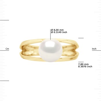 Bague Stella Jonc Perles d'Eau Douce 8-9 mm - Or Jaune