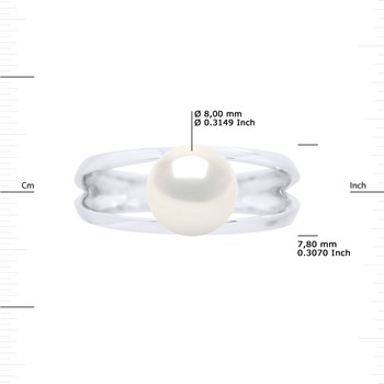 Bague Stella Jonc Perles d'Eau Douce 8-9 mm - Or Blanc