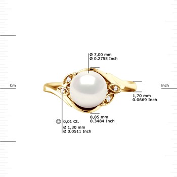 Bague Stella Jonc Perles d'Eau Douce 7-8 mm & Diamant - Or Jaune