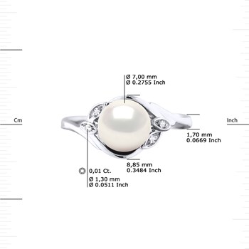 Bague Stella Jonc Perles d'Eau Douce 7-8 mm & Diamant - Or Blanc