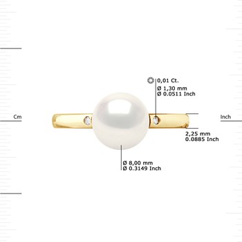 Bague Stella Jonc Perles d'Eau Douce 8-9 mm & Diamant - Or Jaune