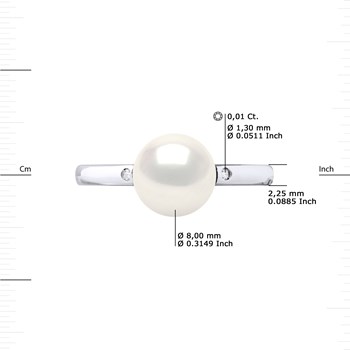 Bague Stella Jonc Perles d'Eau Douce 8-9 mm & Diamant - Or Blanc