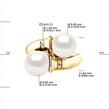 Bague Stella Jonc Perles d'Eau Douce 8-9 mm & Diamant - Or Jaune