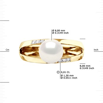 Bague Stella Jonc Perles d'Eau Douce 8-9 mm & Diamant - Or Jaune