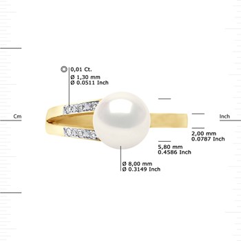 Bague Stella Jonc Perles d'Eau Douce 8-9 mm & Diamant - Or Jaune