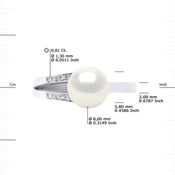 Bague Stella Jonc Perles d'Eau Douce 8-9 mm & Diamant - Or Blanc