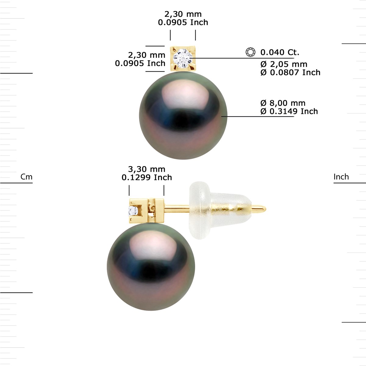 STELLA - Boucles d'Oreilles Perles de Tahiti 8-9 mm Or 18 Cts - vue 3