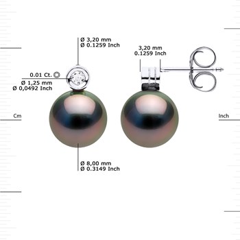 STELLA - Boucles d'Oreilles Perles de Tahiti & Diamant - Or 18 Cts