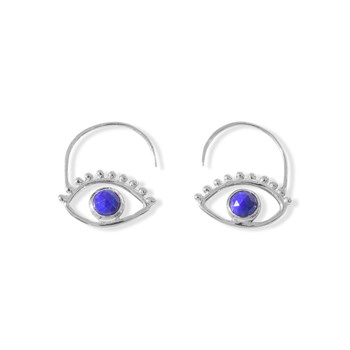 Boucles d'oreilles oeil en argent et lapis lazuli AJNA