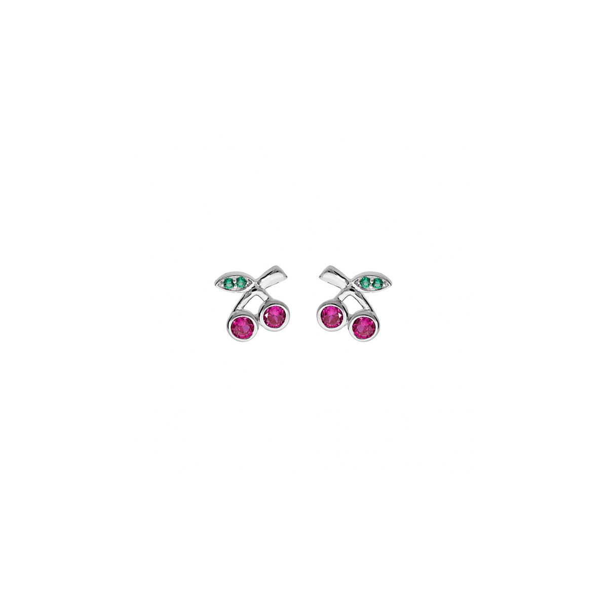 Boucles d'oreilles enfant cerises - Argent