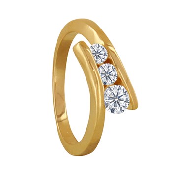 Bague Plaqué Or Trois Strass