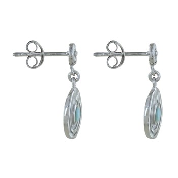 Boucles d'Oreilles Argent 925 Médaille Ronde et Demi Perle de Larimar