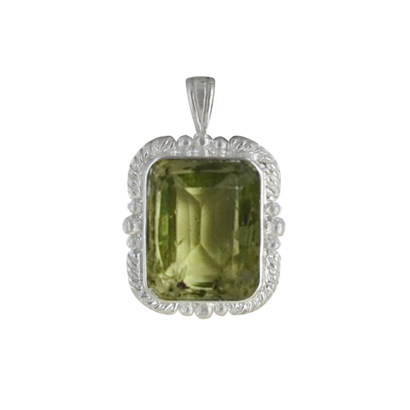 Pendentif Argent 925 Rectangle de Péridot