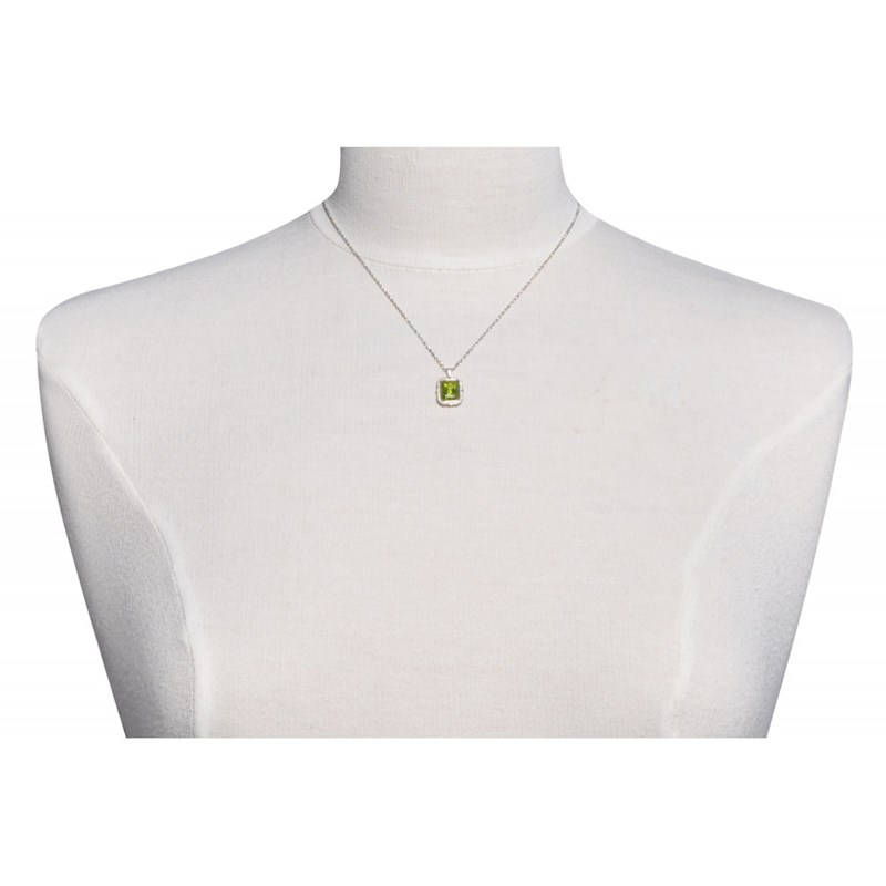 Pendentif Argent 925 Rectangle de Péridot - vue 2