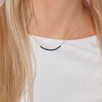 Collier Gourmette - 15 Véritables Perles de Culture d'Eau Douce Rondes 3-4 mm - Black Tahti - Or Jaune