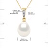 Pendentif Joaillerie Diamants 0,01 Cts - Véritable Perle de Culture d'Eau Douce Poire 9-10 mm - Blanc Naturel - Or Jaune - vue V3