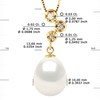 Pendentif Joaillerie Diamants 0,06 Cts - Véritable Perle de Culture d'Eau Douce - Blanc Naturel - Poire 10-11 mm - Or Jaune - vue V3