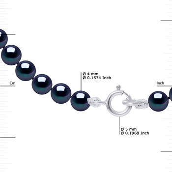 Set - Ketting & Armband - Echte Zoetwater Gekweekte Parels Rond 4-5 mm - Zwart Tahiti - 750 Miljoen Witgoud