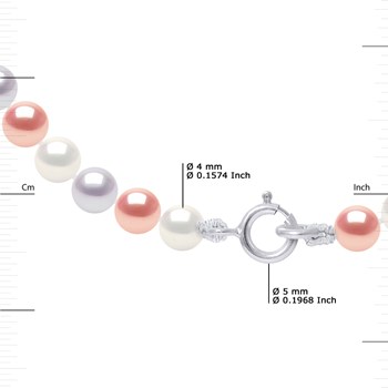 Set - Halsketting & Armband - Echte Zoetwater Gekweekte Parels Rond 4-5 mm - Natuurlijke Pastelkleuren - 750 Miljoen Witgoud