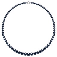 Collier Rang 'Princesse' - Véritables Perles de Culture d'Eau Douce Rondes de 12 à 6 mm - Black Tahiti - Or Blanc 750 Millièmes