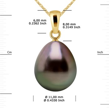 Pendentif Bélière Or Jaune - Véritable Perle de Culture de Tahiti Poire 11-12 mm