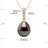 Pendentif Joaillerie Diamants 0,01 Cts - Véritable Perle de Culture de Tahiti Poire 9-10 mm - Or Jaune - vue V3