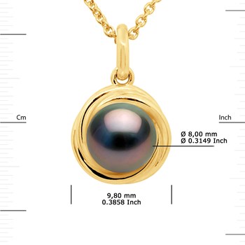 Pendentif Or Jaune - Véritable Perle de Culture de Tahiti Ronde 8-9 mm