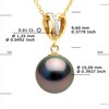 Pendentif DOUBLE NOEUD - Diamant 0,07 Cts - Véritable Perle de Culture de Tahiti Ronde 10-11 mm - Or Jaune - vue V3
