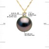 Collier Joaillerie Diamants 0,03 Cts - Véritable Perle de Culture de Tahiti Ronde 9-10 mm - Or Jaune - vue V3