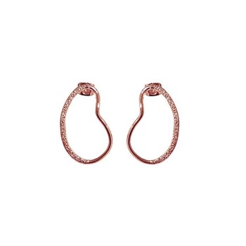 Boucles d'oreilles pendantes en plaqué or rose faites à la main avec deux textures différentes - Bijou de créateur