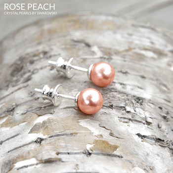 925 sterling silver pearly peach crystal earrings