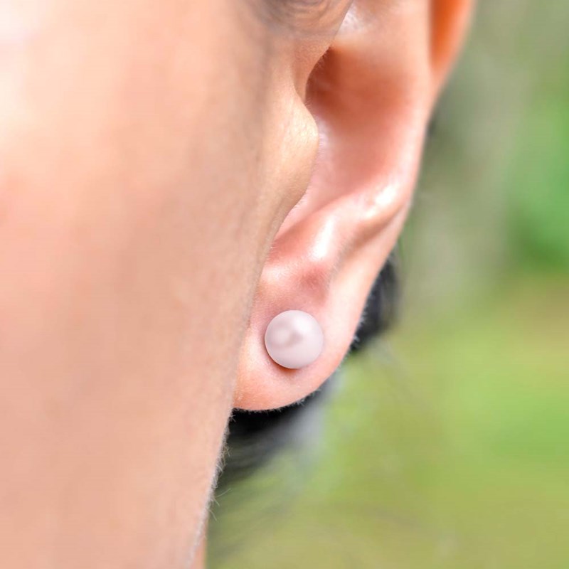 Boucles d'oreilles en argent 925 perle de cristal nacré rose - vue 2