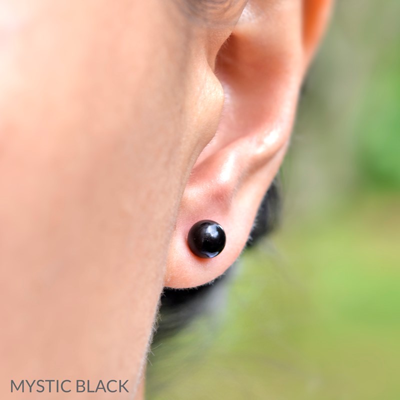 Boucles d'oreilles en argent 925 perle de cristal nacré noire - vue 2