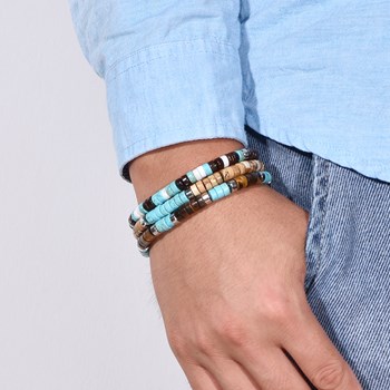 Bracelet Perles Heishi Turquoise Perles Coco Et Coquillage