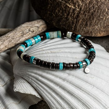 Bracelet Perles Heishi Turquoise Perles Coco Et Coquillage