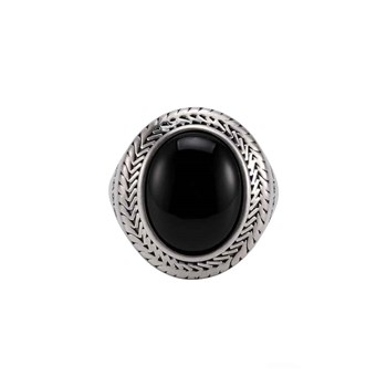 Bague Homme Argent Pierre Onyx Bouddha