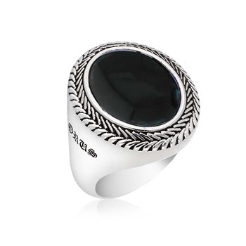 Bague Homme Argent Pierre Onyx Bouddha