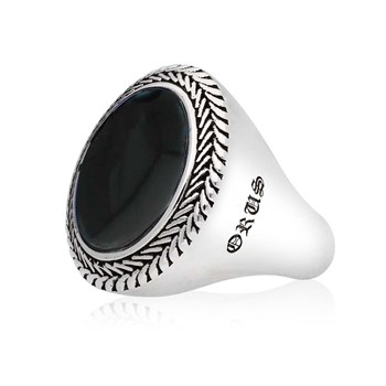 Bague Homme Argent Pierre Onyx Bouddha