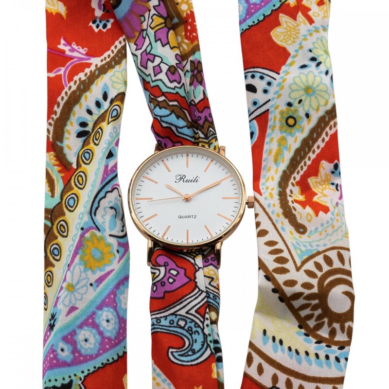 Montre Femme CHTIME bracelet Tissu Rouge