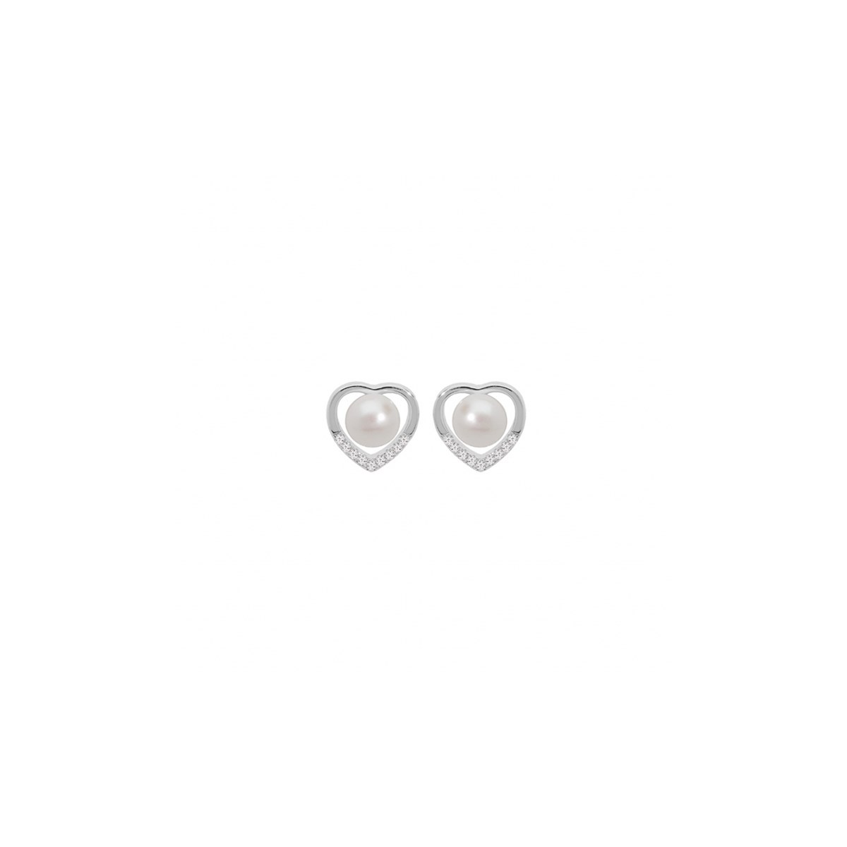 Boucles d'oreilles Coeur Argent - Perles d'eau douce