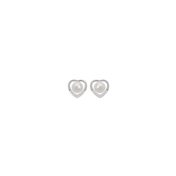 Boucles d'oreilles Coeur Argent - Perles d'eau douce