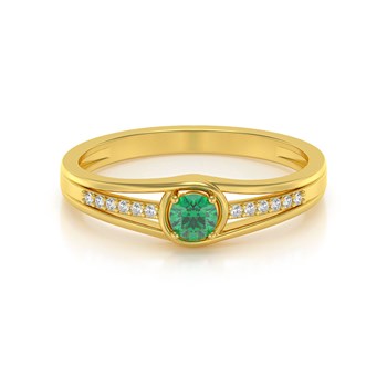 Bague ADEN Or 585 Jaune Emeraude et diamants 2.295grs