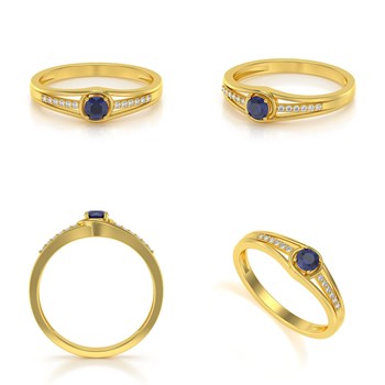 Bague ADEN Or 585 Jaune Saphir et diamants 2.295grs