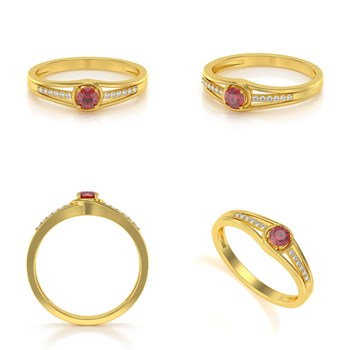 Bague ADEN Or 585 Jaune Rubis et diamants 2.295grs