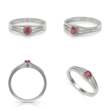 Bague ADEN Or 585 Blanc Rubis et diamants 2.295grs