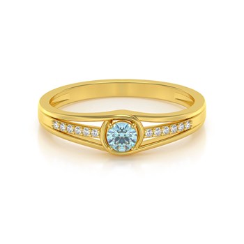 Bague ADEN Or 585 Jaune Aigue-Marine et diamants 2.295grs