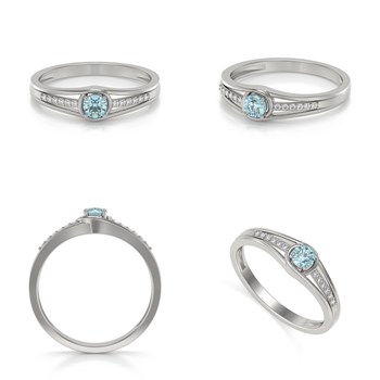 Bague ADEN Or 585 Blanc Aigue-Marine et diamants 2.295grs