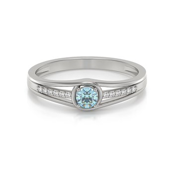 Bague ADEN Or 585 Blanc Aigue-Marine et diamants 2.295grs
