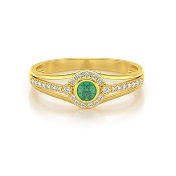 Bague ADEN Or 585 Jaune Emeraude et diamants 2.118grs